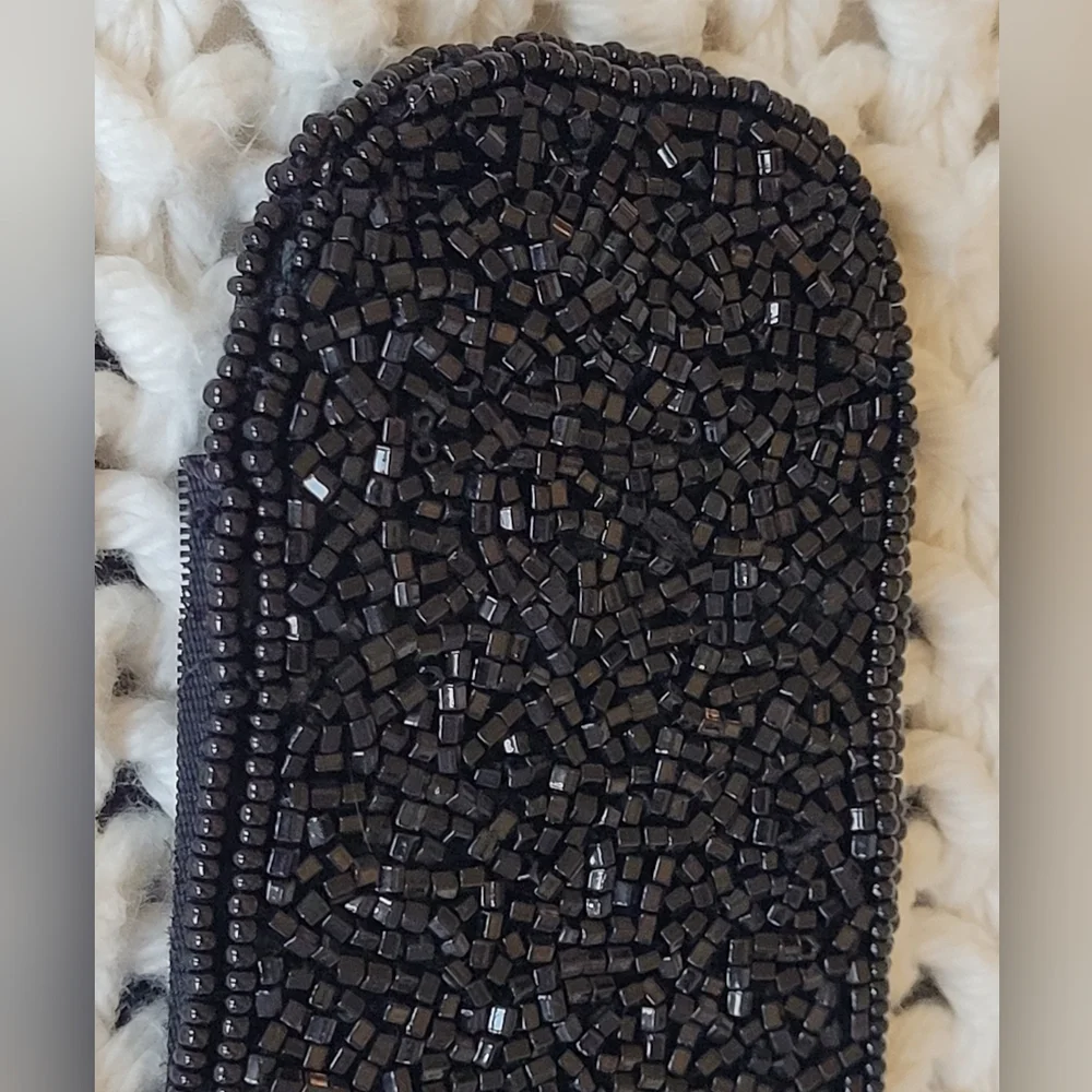 La Regale Vintage Black & Silver Beaded Belt With Velcro Fastener